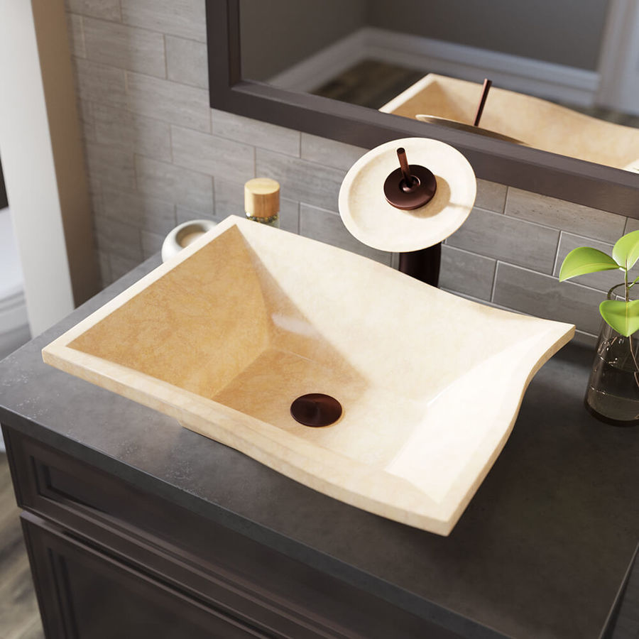 MR Direct Egyptian Yellow Marble Vessel Irregular Bathroom Sink with