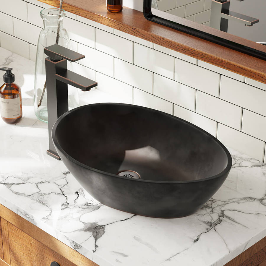 MR Direct Antique Bronze Bronze Vessel Oval Bathroom Sink with Faucet ...