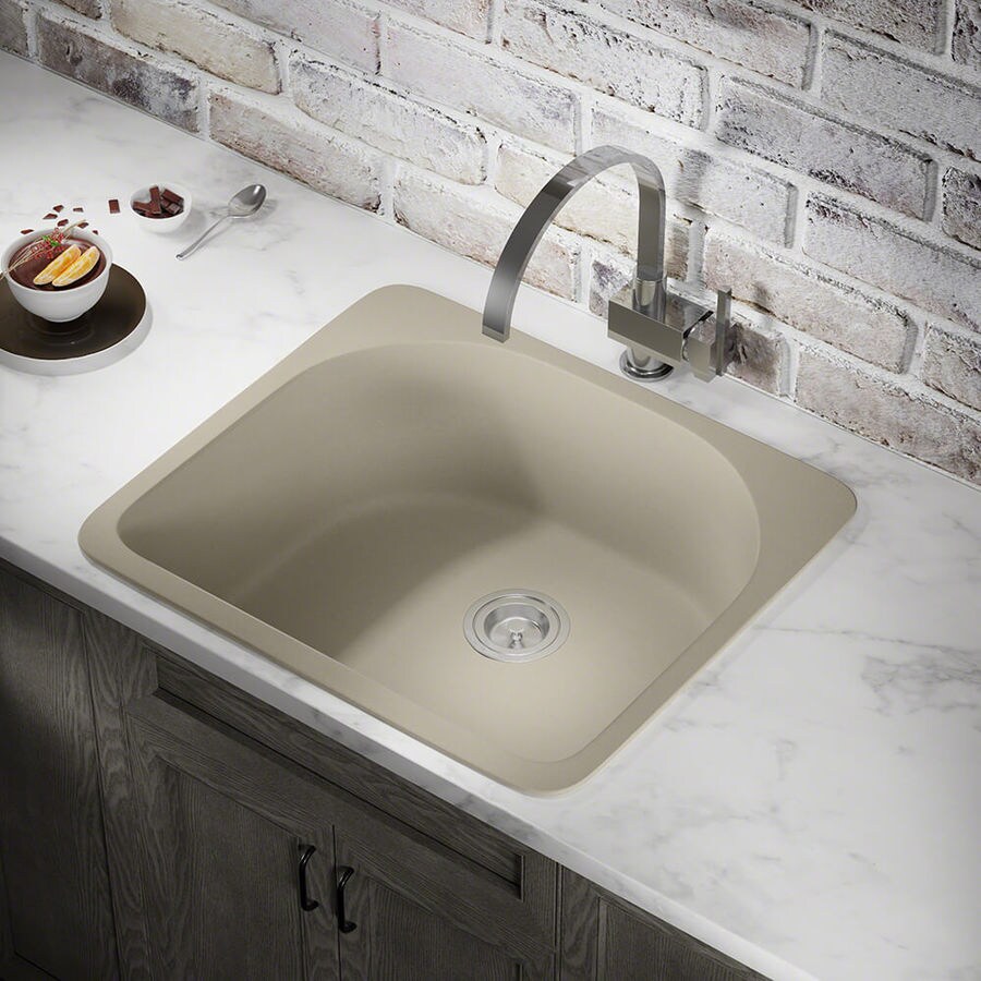 MR Direct DropIn 25in x 22in Slate Single Bowl 2Hole Kitchen Sink