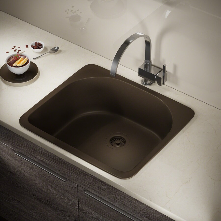 MR Direct Drop In 25 In X 22 In Mocha Single Bowl 2 Hole Kitchen Sink   841412139335 