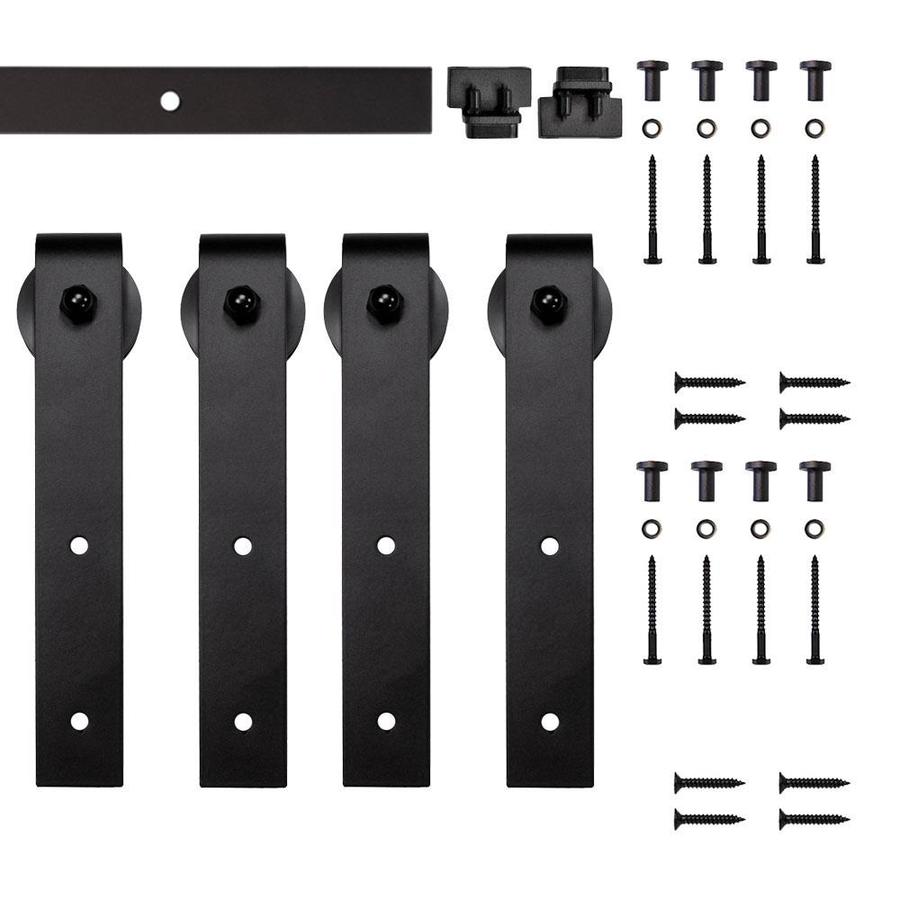 Quiet Glide 5 Ft Black Flat Hook Mini Sliding Barn Door Hardware