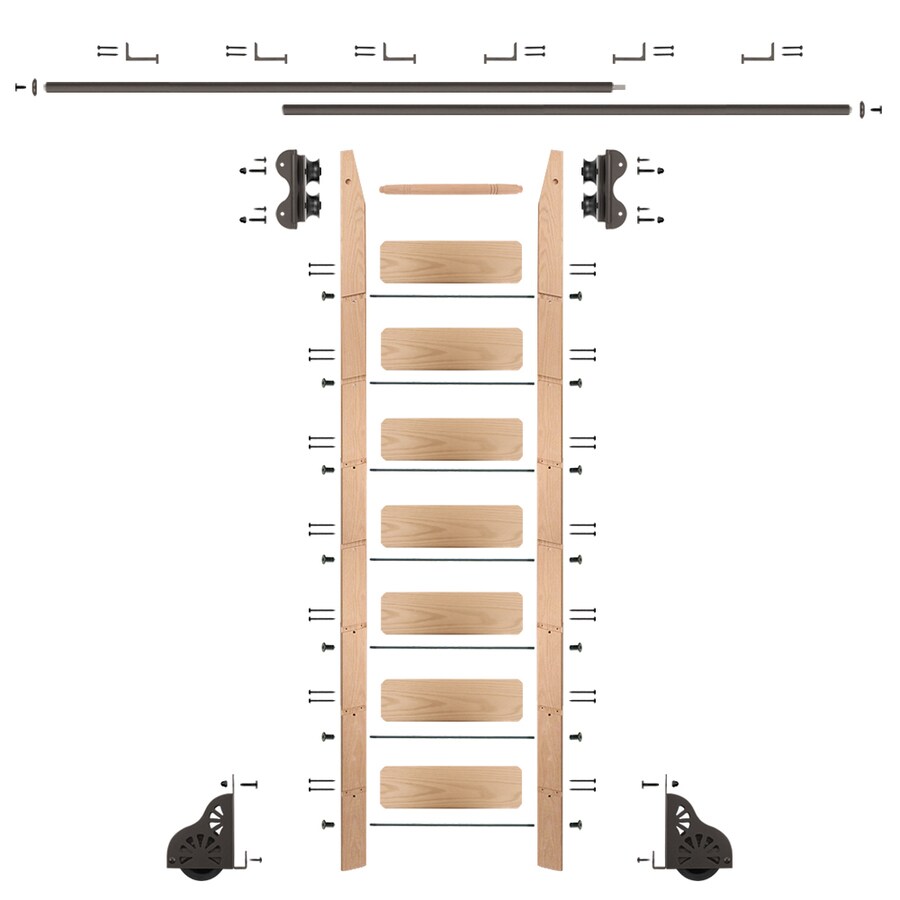 Quiet Glide 8-ft Unfinished Red Oak Library Ladder