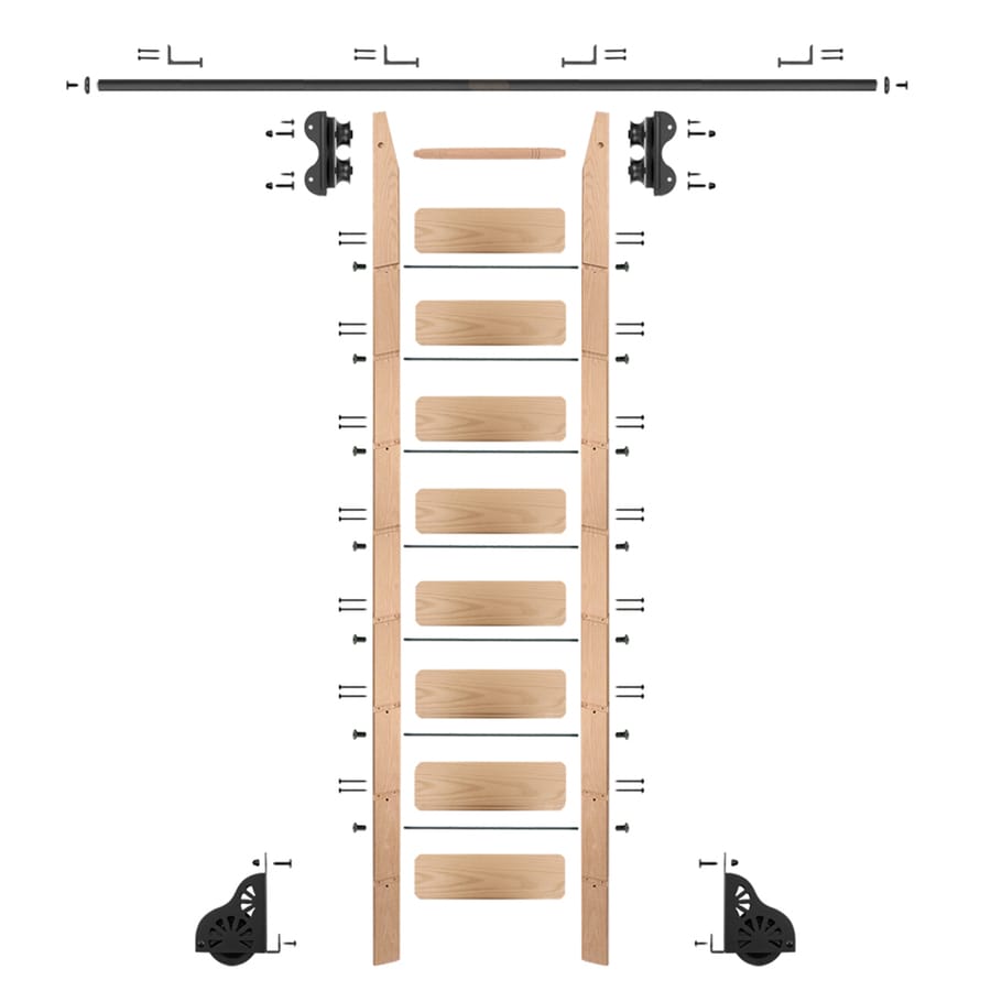 Quiet Glide 9 Ft Unfinished Red Oak Library Ladder At Lowes Com