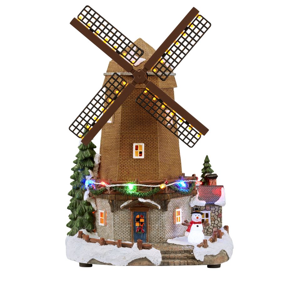 Carole Towne Windmill Lighted Village Scene at