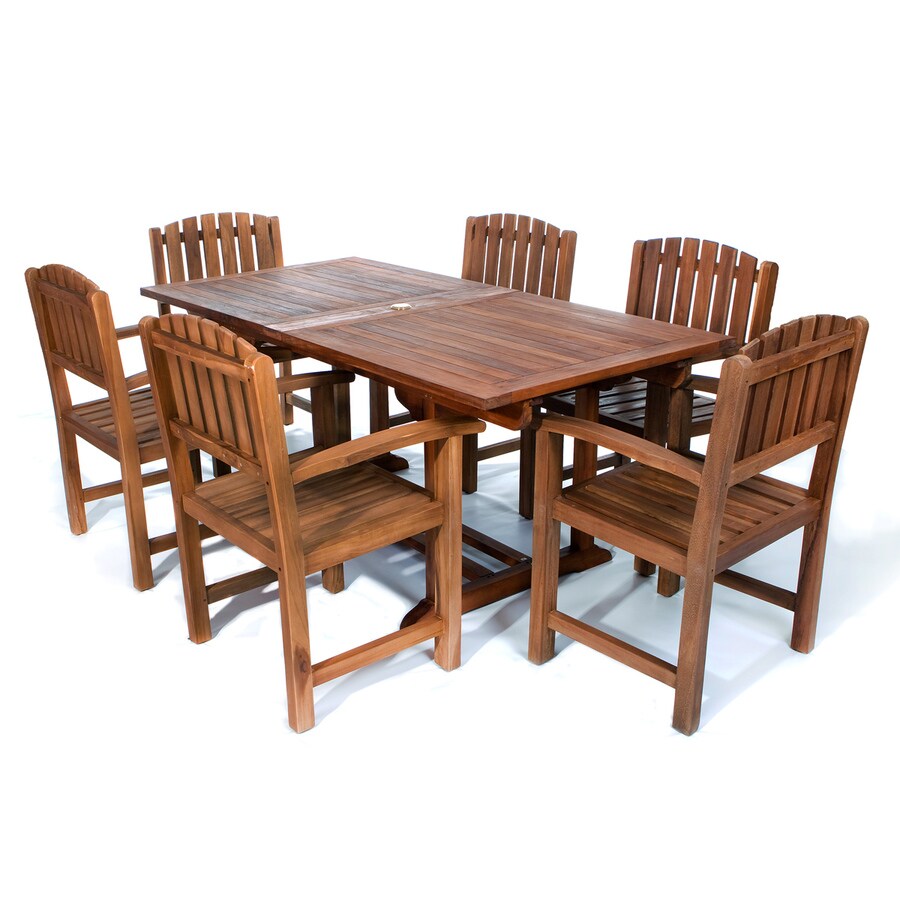 All Things Cedar 7Piece Brown Frame Patio Set with Red Cushions in the
