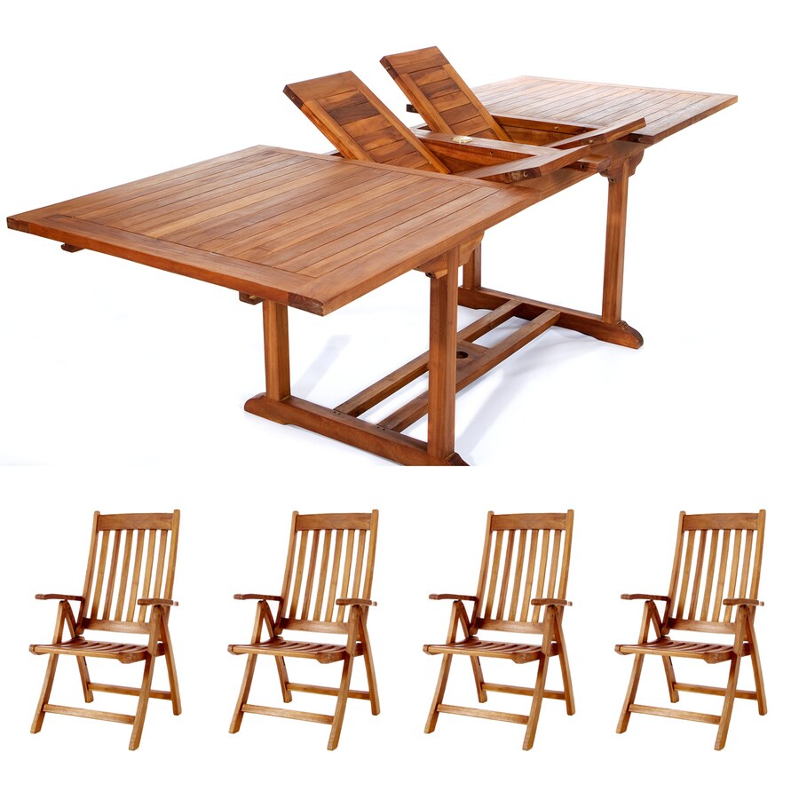 All Things Cedar 5Piece Brown Frame Patio Set in the Patio Dining Sets