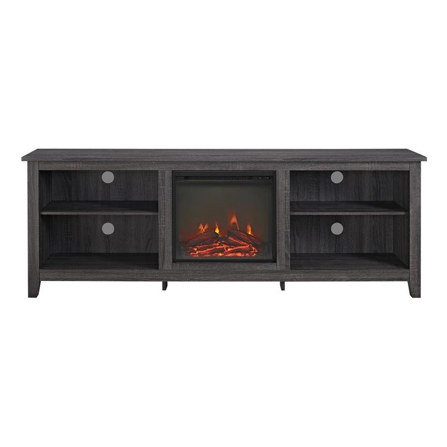 Walker Edison Charcoal Fireplace TV Stand at