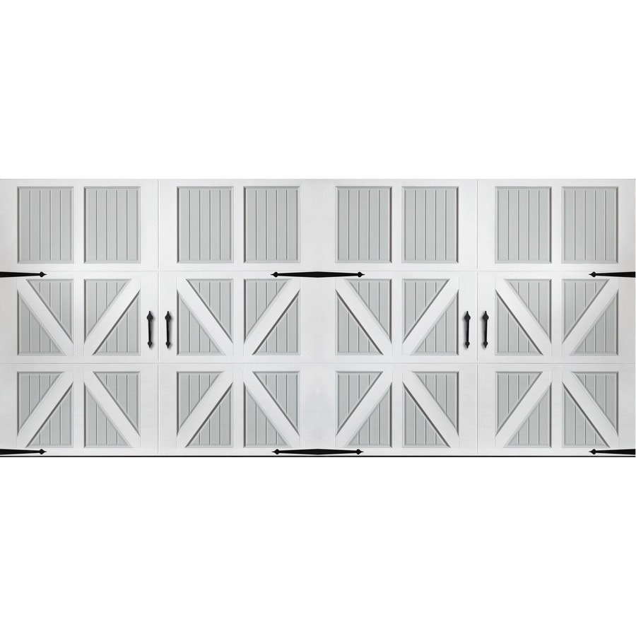 Pella 192 In X 84 In Insulated True White Gray Double Garage Door