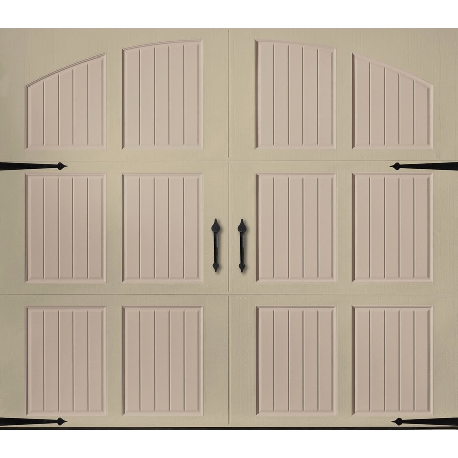 Pella 108in x 84in Insulated Wicker TanSandtone Single Garage Door at