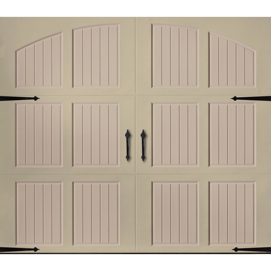 Pella 108in x 84in Insulated Wicker TanSandtone Single Garage Door