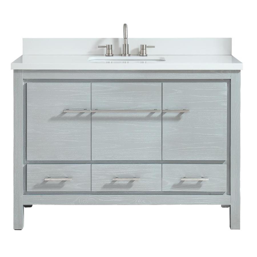 Azzuri Riley 49in Sea Salt Gray Undermount Single Sink Bathroom Vanity with White Engineered