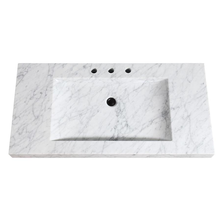 Avanity Carrera White Natural Marble Integral Single Sink Bathroom Avanity Carrera White Natural Marble Integral Single Sink Bathroom Vanity Top Common 43