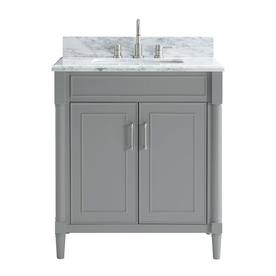 Allen Roth Perrella Light Gray Single Sink Vanity With Carrera White Natural Marble Top Common 31 In X 22 In Brickseek