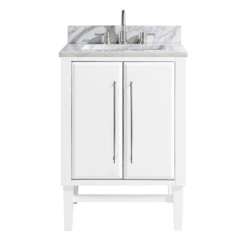 Avanity Mason 24in White Single Sink Bathroom Vanity with Carrara
