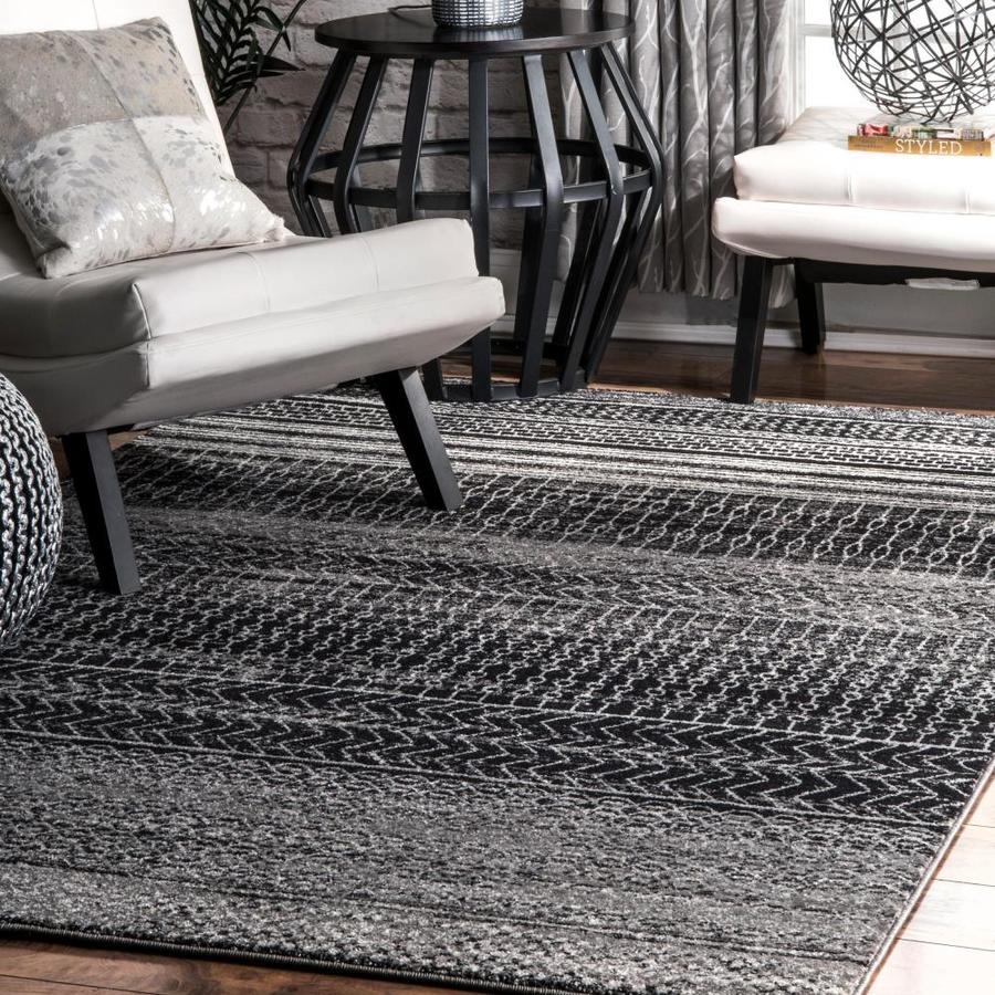 nuLOOM 8 x 10 Dark Grey Indoor Stripe Vintage Area Rug in the Rugs ...