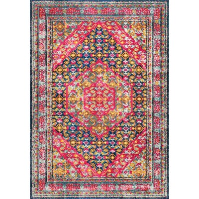 nuLOOM 8 x 11 Pink Indoor Medallion Bohemian/Eclectic Area Rug nuLOOM 8 x 11 Pink Indoor Medallion Bohemian/Eclectic Area Rug