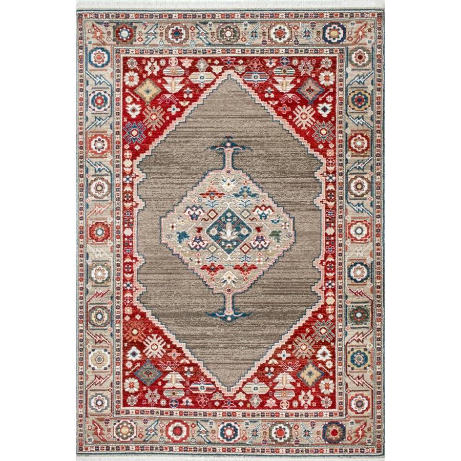 nuLOOM 9 x 12 Tan Indoor Medallion Southwestern Area Rug in the Rugs