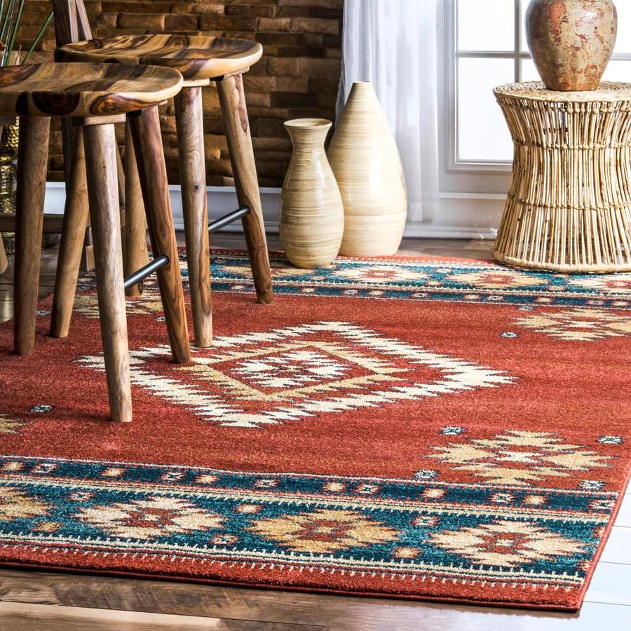 nuLOOM 8 x 10 Red Indoor Geometric Southwestern Area Rug in the Rugs ...