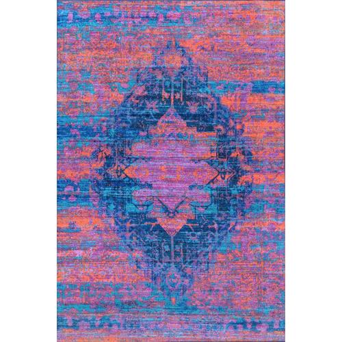 nuLOOM 8 x 10 Navy Blue Indoor Medallion Vintage Area Rug in the Rugs