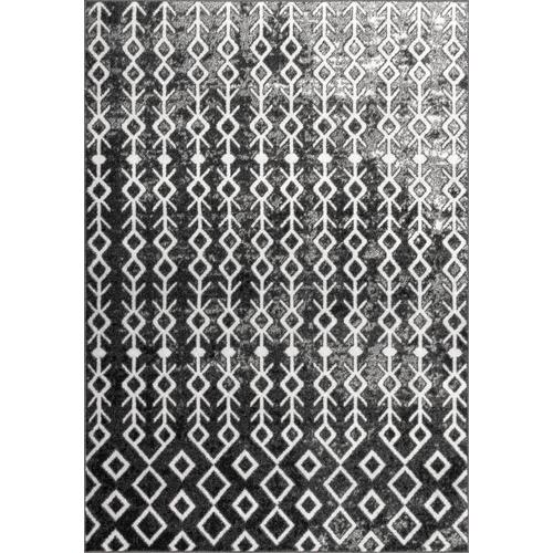 nuLOOM 8 x 10 Black and White Indoor Geometric Vintage Area Rug in the