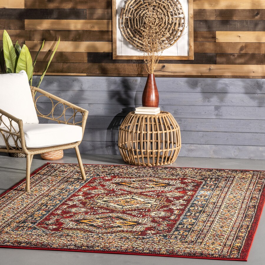 nuLOOM 9 x 12 Red Indoor/Outdoor Area Rug in the Rugs department at