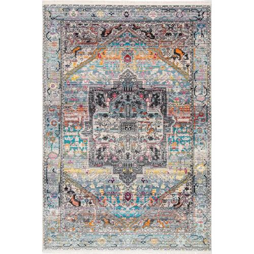 nuLOOM 9 x 12 Multi Indoor Medallion Vintage Area Rug in the Rugs