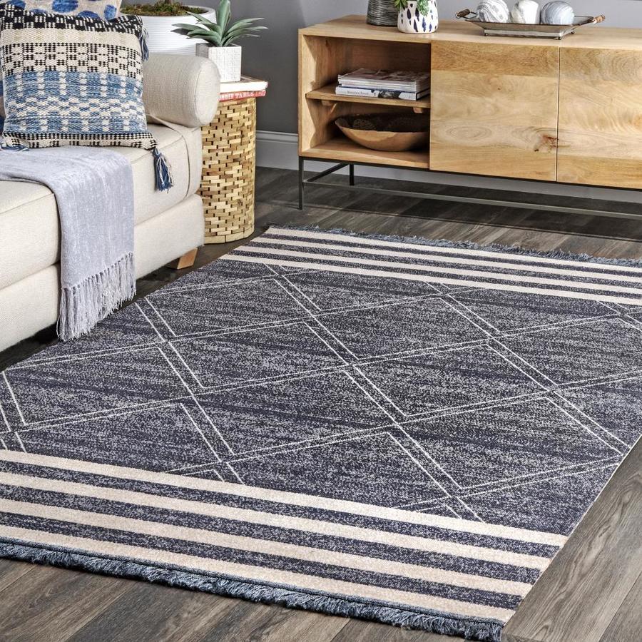 nuLOOM 8 x 10 Blue Indoor/Outdoor Geometric Coastal Area Rug in the ...