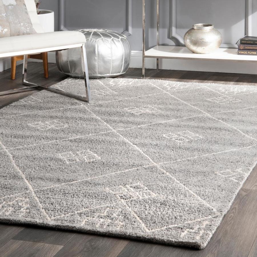 nuLOOM 6 x 9 Light Gray Indoor Geometric Handcrafted Area Rug in the ...