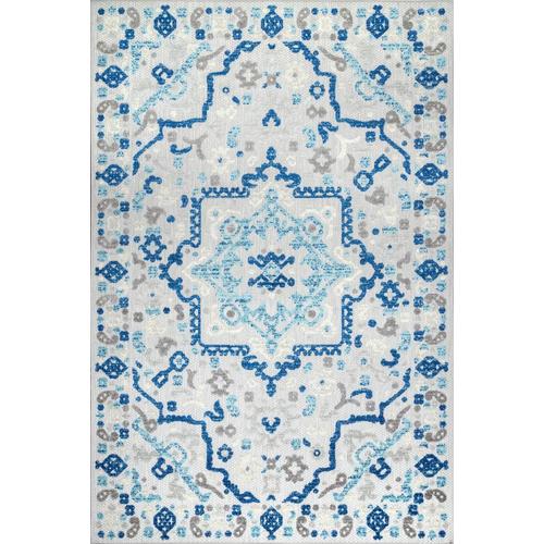 nuLOOM 4 x 6 Blue Indoor/Outdoor Medallion Area Rug in the Rugs