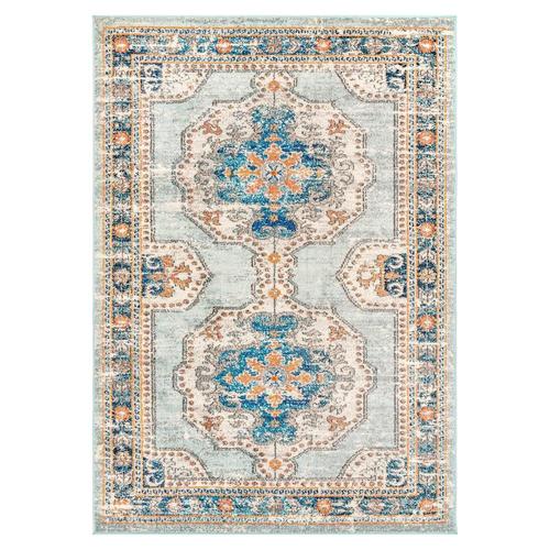 nuLOOM 8 x 11 Light Blue Indoor Border Vintage Area Rug in the Rugs