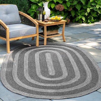Nuloom Charcoal Oval Indoor Outdoor Coastal Area Rug Common 8 X Oval Indoor Outdoor Coastal Area Rug