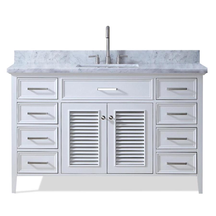 Ariel Kensington 55 In White Single Sink Bathroom Vanity With