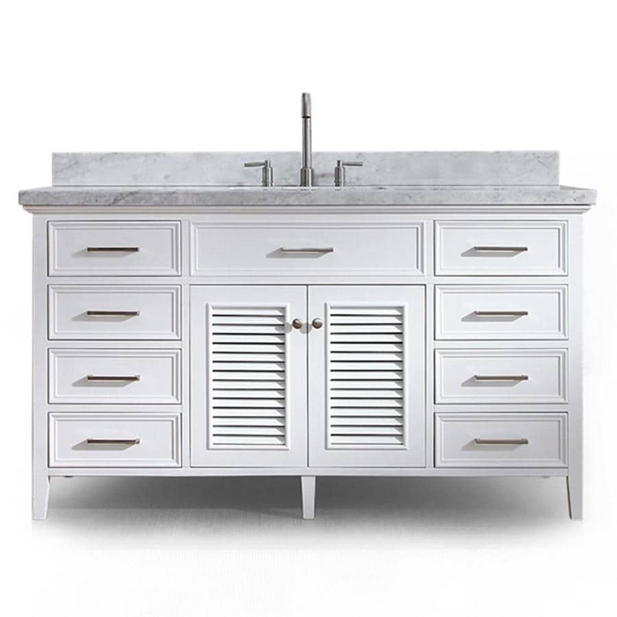 Ariel Kensington 61 In White Single Sink Bathroom Vanity With