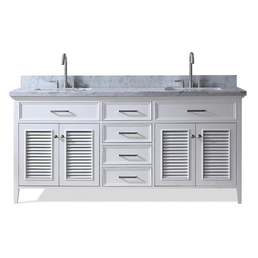 Ariel Kensington 73 In White Double Sink Bathroom Vanity With