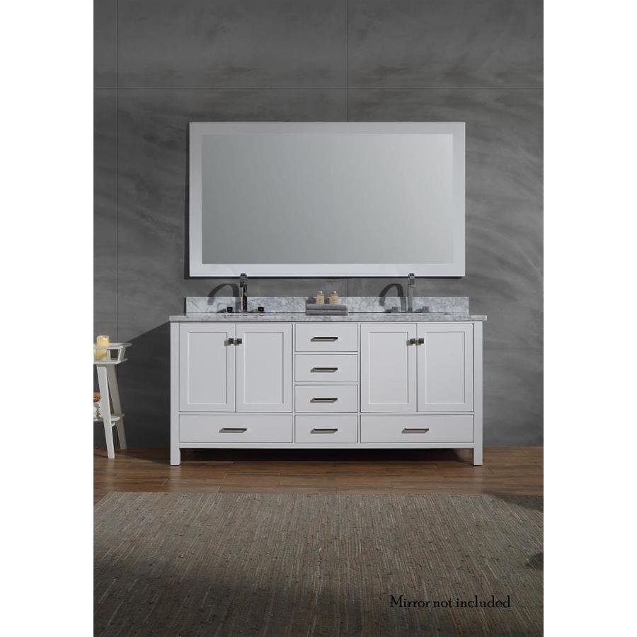 ARIEL Cambridge 73-in White Double Sink Bathroom Vanity with White ...