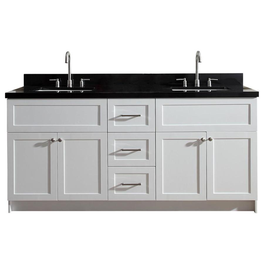 Ariel Hamlet 73 In White Double Sink Bathroom Vanity With Black