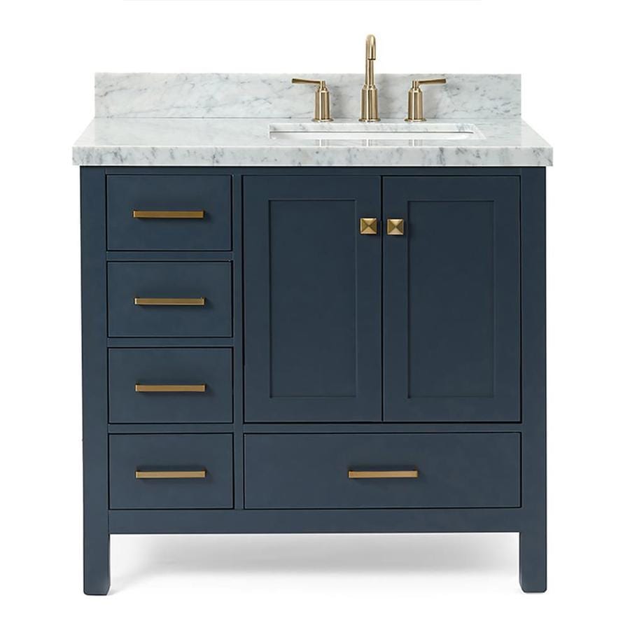 Ariel Cambridge 37 In Midnight Blue Single Sink Bathroom Vanity With