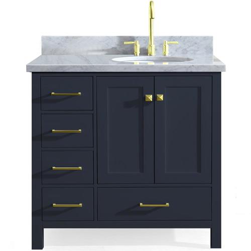 ARIEL Cambridge 37in Midnight Blue Single Sink Bathroom Vanity with