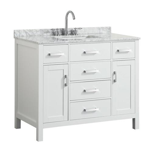 Beaumont Decor Hampton 43-in White Single Sink Bathroom Vanity with ...