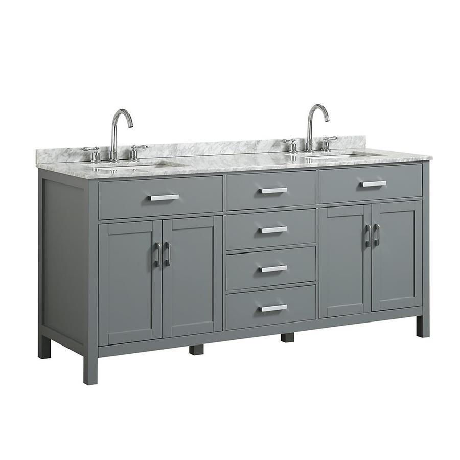 Beaumont Decor Hampton 73 In Gray Undermount Double Sink Bathroom Vanity With White Natural Marble Top In The Bathroom Vanities With Tops Department At Lowes Com