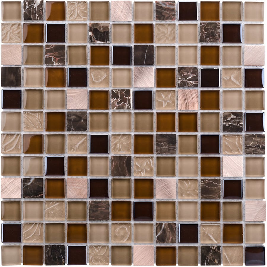 Shop Elida Ceramica Coral Light Uniform Squares Mosaic Glass\/Metal\/Stone Marble Wall Tile 