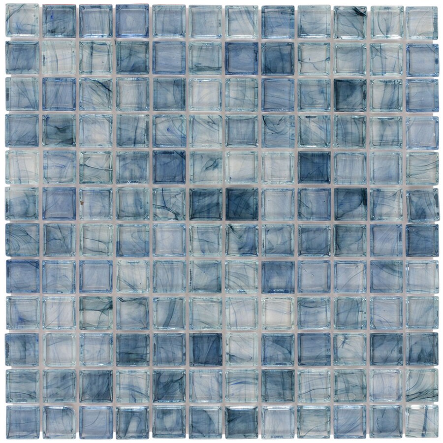 Elida Ceramica Angelica Blue Glass Uniform Squares Wall Tile (Common:; Actual: 11.75-in x 11.75-in)
