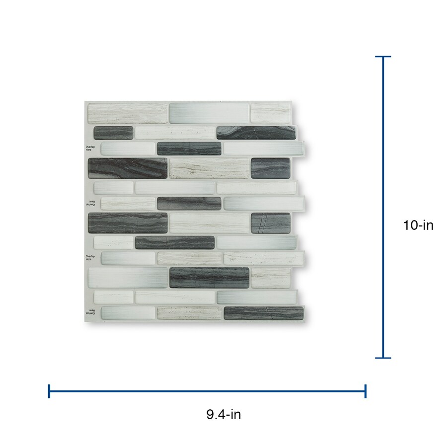 Peel&Stick Mosaics Peel and Stick Mosaics Grey Mist 10-in x 10-in ...