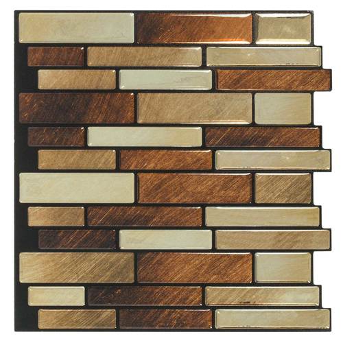 Peel&Stick Mosaics Peel and Stick Brushed Copper 10-in x 10-in Glossy