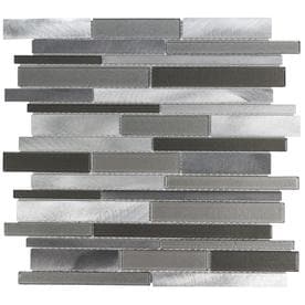 Elida Ceramica Oasis Silver Mix 12-in x 12-in Glass And Metal Linear Mosaic Wall Tile (Common: 12-in x 12-in; Actual: 11.81-in x 11.81-in)