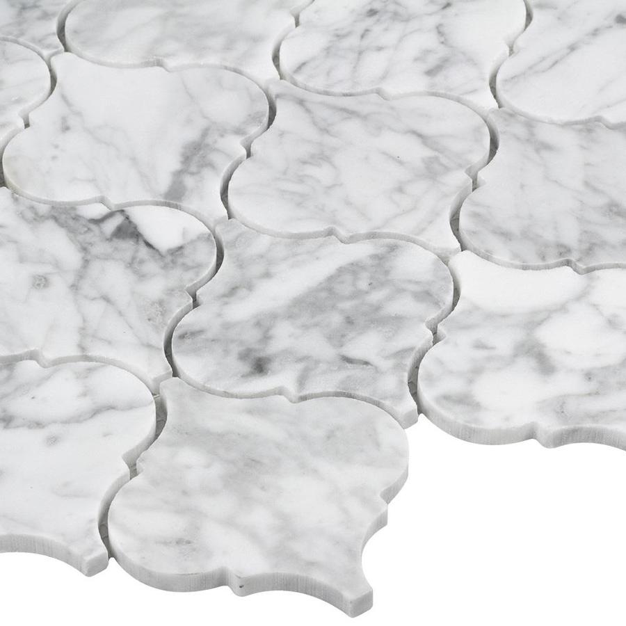 Elida Ceramica White Marble Arabesque 12-in x 12-in Glossy Natural ...