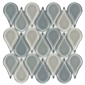 Elida Ceramica Pure Breeze Teardrop 12-in x 12-in Glass Droplet Mosaic Wall Tile (Common: 12-in x 12-in; Actual: 11.26-in x 10.945-in)