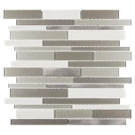 Elida Ceramica Coquina Ridge 12-in x 12-in Glass And Metal Linear Mosaic Wall Tile (Common: 12-in x 12-in; Actual: 11.81-in x 11.81-in)