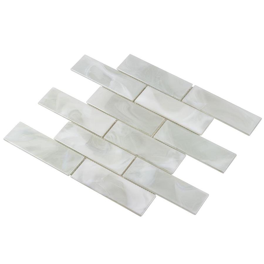 Elida Ceramica White 12-in x 12-in Glossy Glass Brick Subway Wall Tile ...