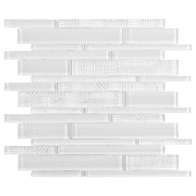 Elida Ceramica White 12-in x 12-in Glossy Glass Linear Mosaic Wall Tile
